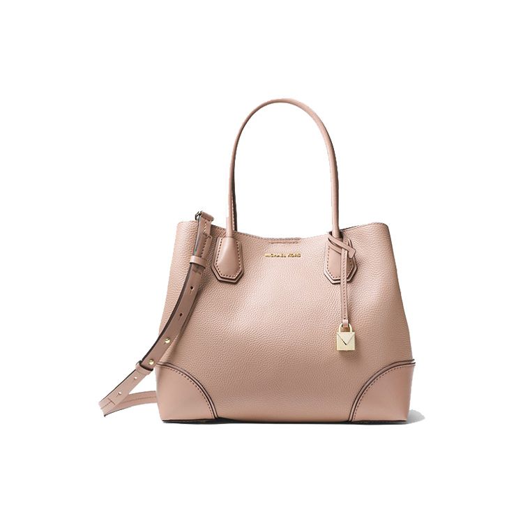 

Michael Kors MK Mercer Classic Solid Color Commuter Fashion Minimalist Leather Tote Shoulder Crossbody Bag Women Bags Pink 30F1GZ5T2B-FAWN Basic Set (Bag+Dust Bag)