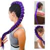 Extensão de Rabo de Cavalo Trançado Roxa Aparência Natural Fofa Fantasia de Halloween Festa Mulheres Kpop Caçador Cosplay Clip-in Sintética Longa Extensão de Rabo de Cavalo