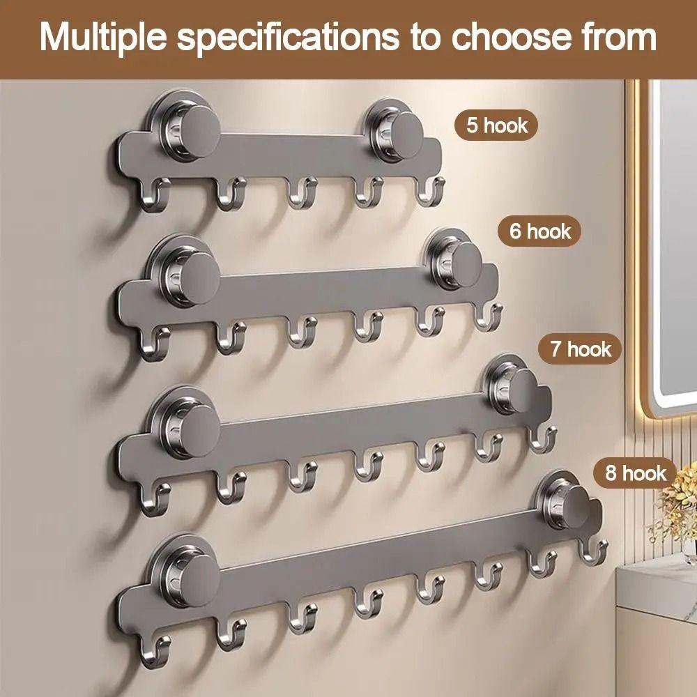 Waterproof Suction Door Cup Hook 5/6/7/8-Hook Hanging Coat Rack Bathroom Towel Holder Living Room