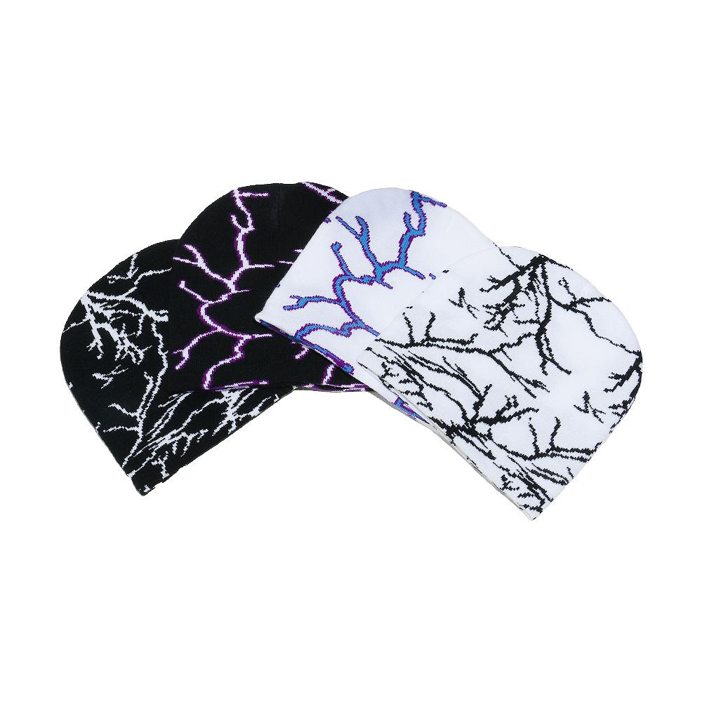 Beanie lightning cool wind knitted hat dark wool hat men's and women's ski cold hat hip hop