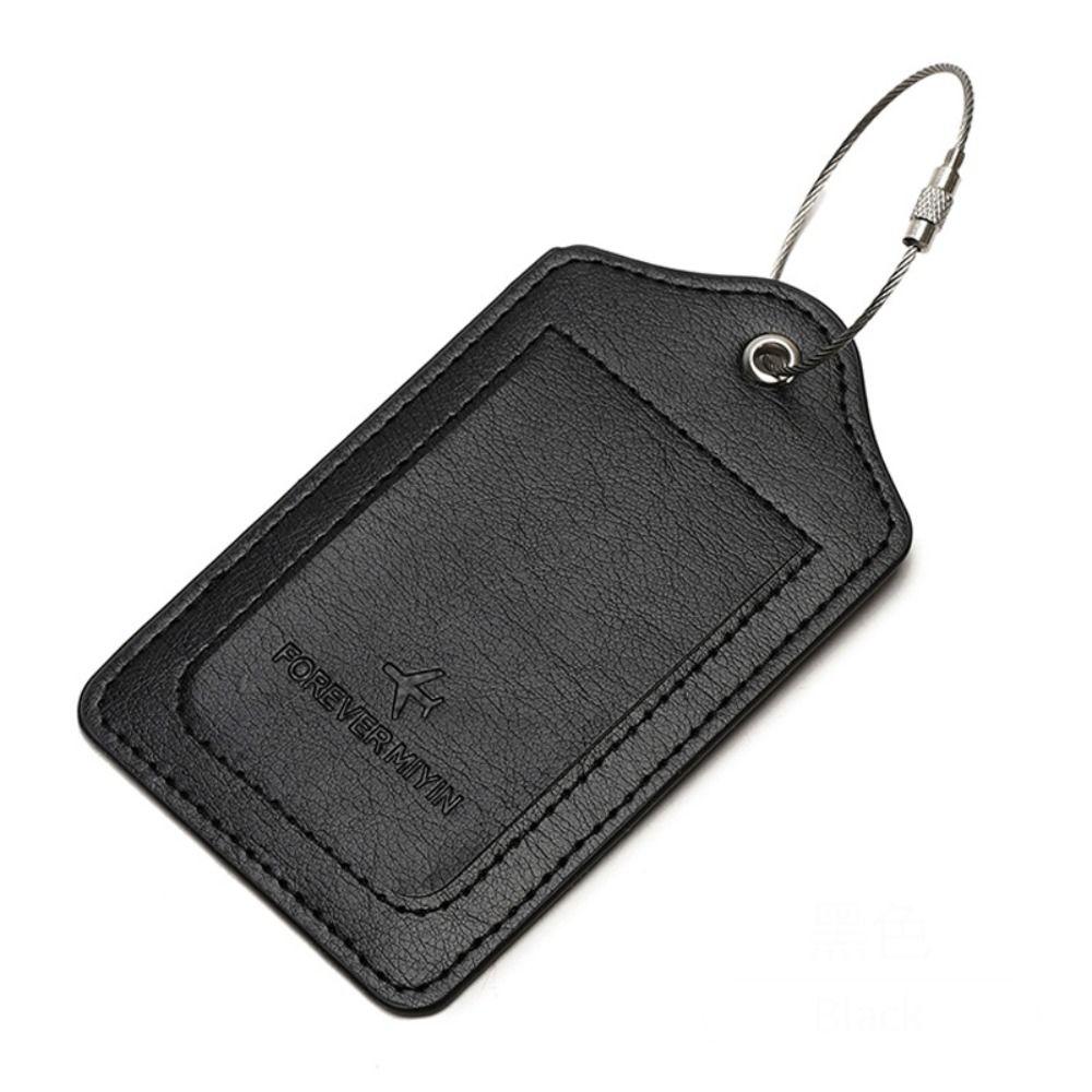 

Anti Loss Wire Rope Loop Leather Luggage Tags Privacy Protection Cover Versatile Baggage Tag Waterproof Boarding Pass чёрный