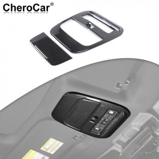 For + Ford F150 Front Reading Light Frame Lamp Trim Cover Decor Carbon Fiber