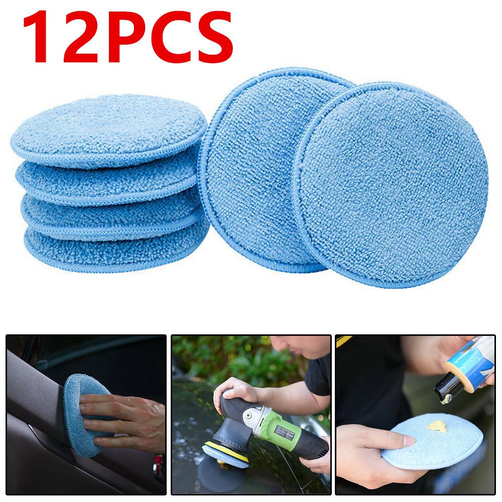 Buy Car Detailing Cleaning Pad Blue 12X Microfibers Foam Sponge Polish
