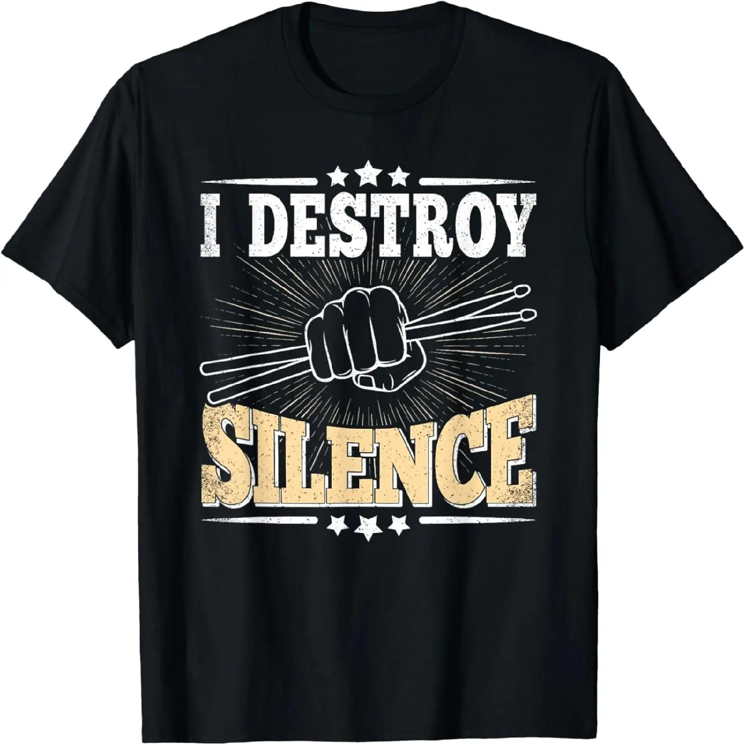 I Destroy Silence Funny Drummer Drumming Lover Drum Vintage T-Shirt XXXXXL разноцветный