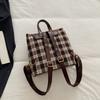 Plaid backpack fashionable versatile backpack retro high-value handbag single shoulder oblique span bag college backpack plaid