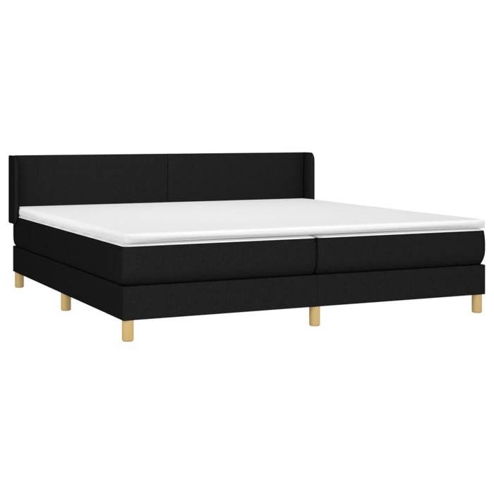 3130139 vidaXL Lit à sommier tapissier avec matelas Noir 200x200 cm Tissu