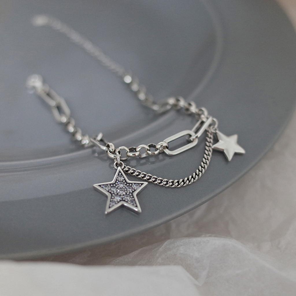 Ins Cold Wind Hip-hop Trend Simple Bracelet Shiny Star Copper Bracelet Pentagram Cool Girl Temperament Fashion Jewelry