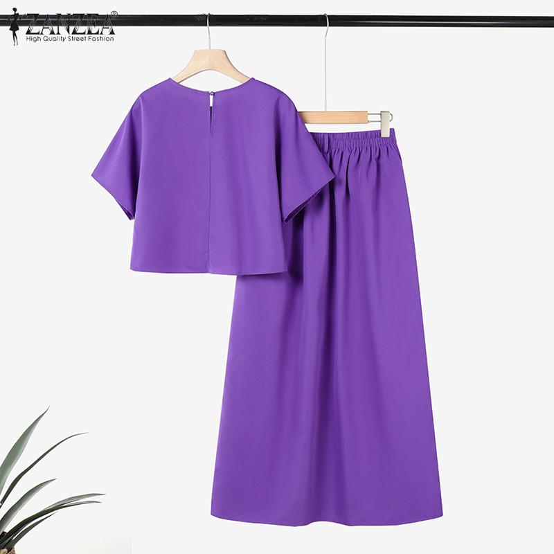 ZANZEA Bluză și fuste cu jumătate de mânecă pentru femei Seturi de costume casual din două piese