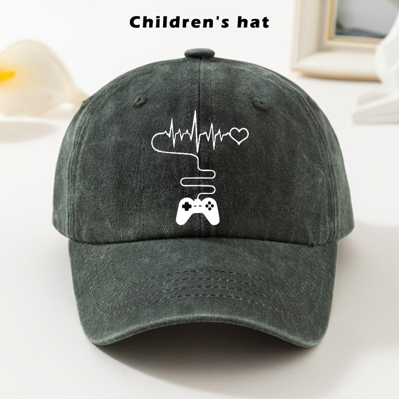 A Vintage Baseball Cap with a Heart Pattern Designed for Kids Stylish SoftTop Cap for Boys And Girls Adjustable Size Trendy