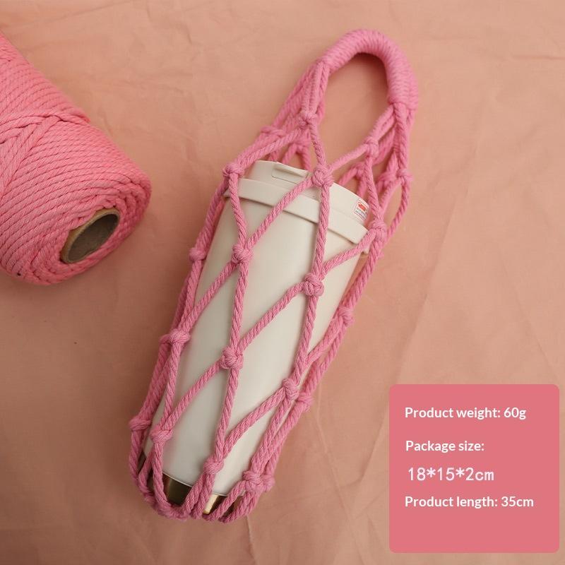 Porta Borraccia in Macramè Fatto a Mano Rete Multicolore in Corda di Cotone Borsa a Rete Portatile Porta Tazza Borraccia Riutilizzabile per Acqua Borsa Tote