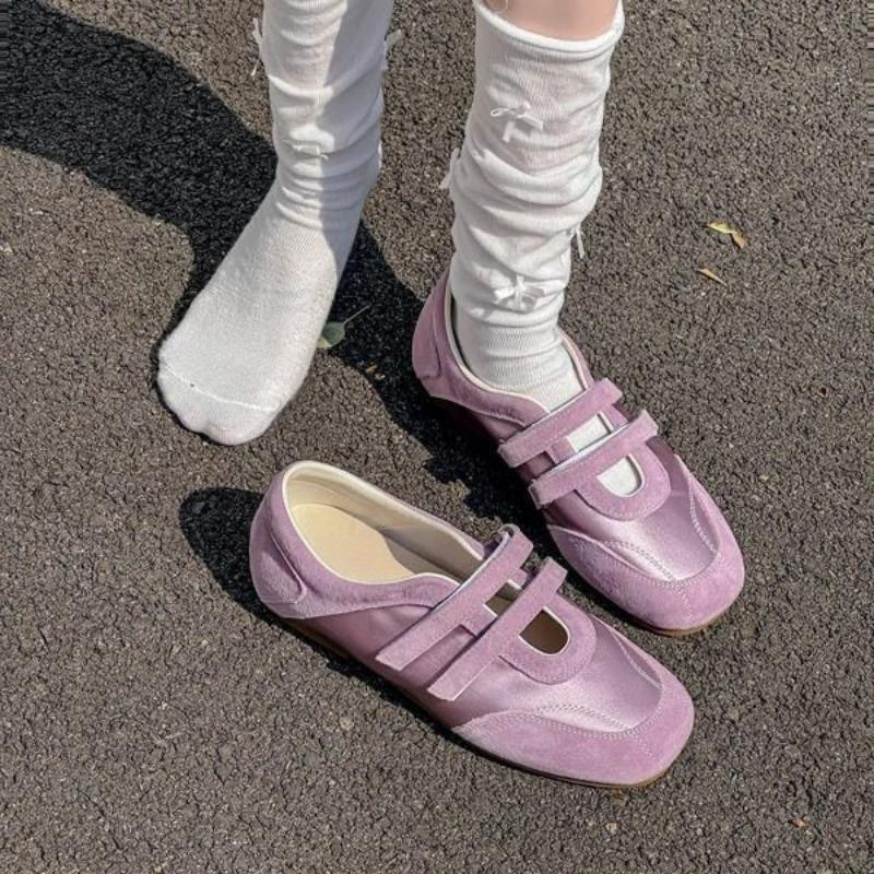 Velcro Word Belt Casual Shoes Ballet Style Women's Shoes Spring and Summer New Beautiful Yellow Shoes