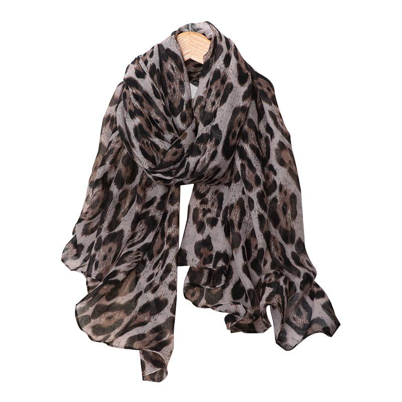 Retro Leopard Print Silk Scarf Stylish, Thin, Long Scarf for Autumn/Winter