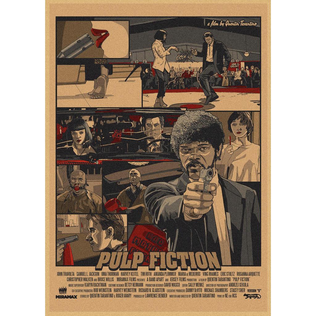 Pulp Fiction Retro Kraft Paper Poster - Classic Bar Wall Decoration