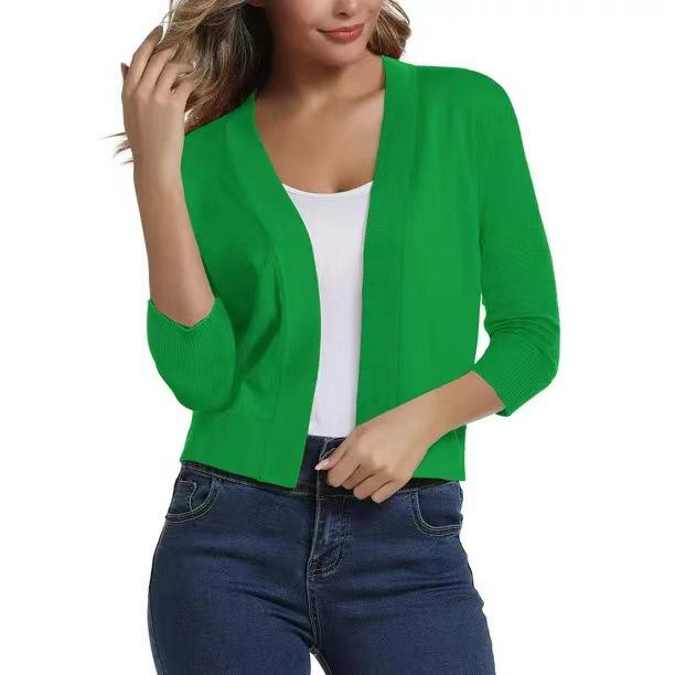 Versatile Women's Knit Cardigan Sweater - Simple, Short Jacket for Spring and Autumn
