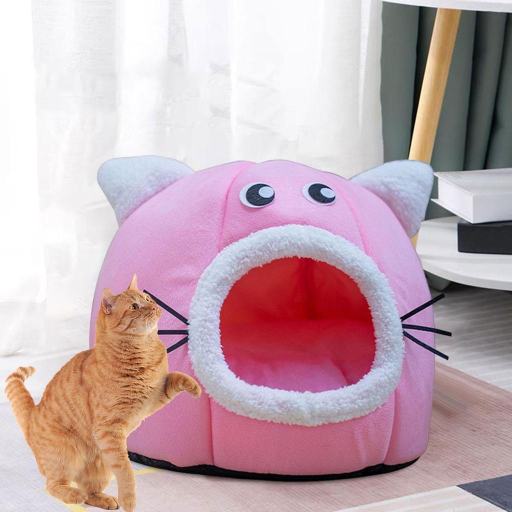 Self Warming 2 In 1 Foldable Cave House Animal Shape Nest Pet Sleeping Bed for Cats and Small Dogs