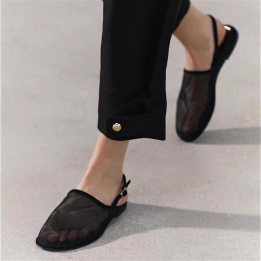 Transparent Mesh Women Sandals Comfortable Flats Walking Shoes Ladies Summer Closed Toe Slingback Sandalias Mujer Casual Loafers