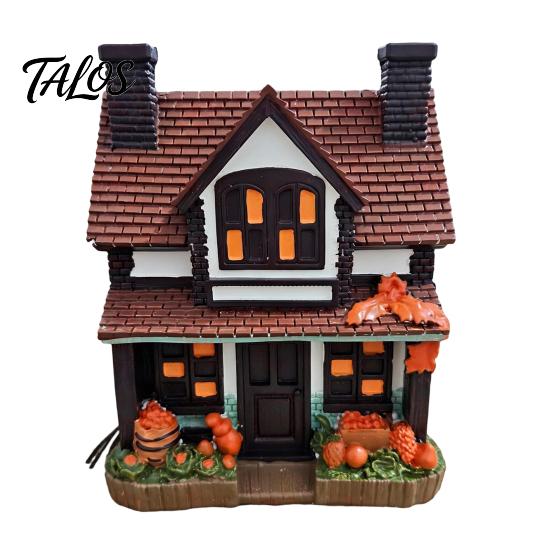 Lampe Maison Citrouille Style Rétro, Maison Citrouilles Illuminées Vintage, Figurine Manoir Illuminé Halloween, Décor Intérieur, Veilleuse Nuit d'Automne