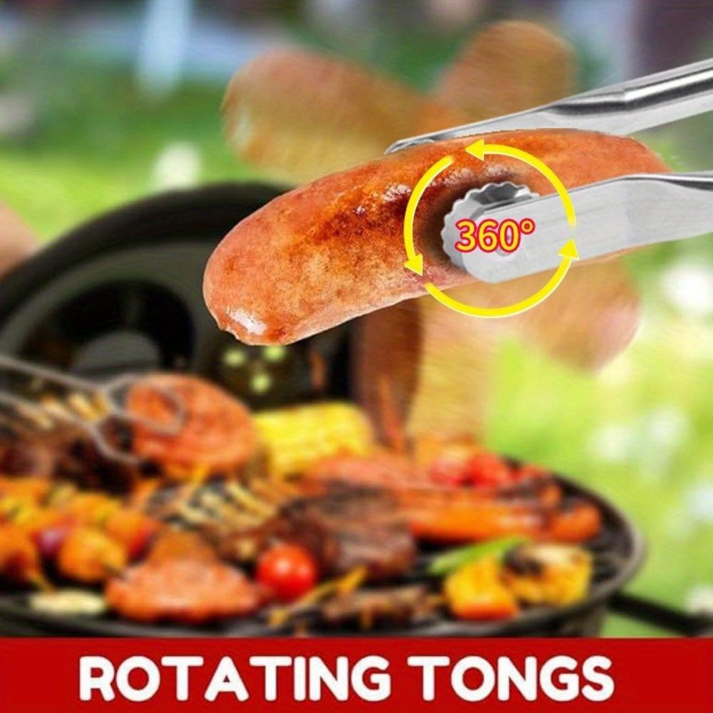 Stainless Steel Bbq Tongs - Multi-Functional Grilling & Cooking Tool for Hot Dogs, Steaks, and Sausages | Food-Safe Kitchen Gadget