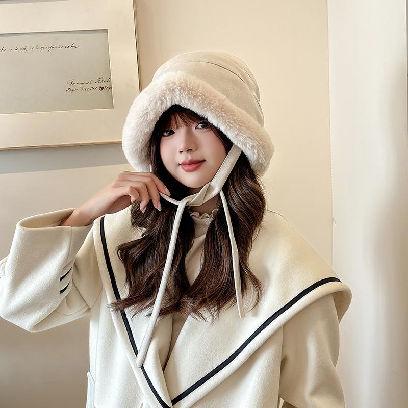 New Plush Fisherman Hat for Women In Winter Warm Plush Thickened Ear Protection Lei Feng Hat Furry Knitted Pot Hat