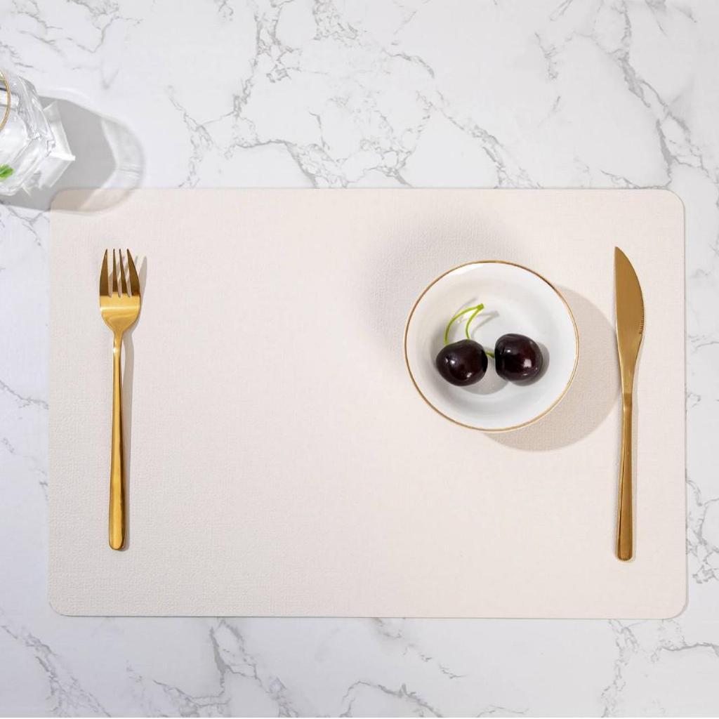 Nordic Minimalist Double-Sided Leather Placemat - Creative PU, Waterproof, Heat-Resistant.