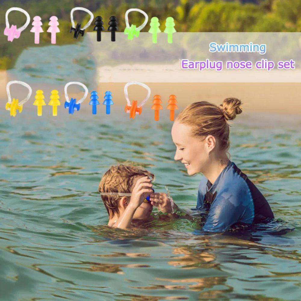 Anti-water Swimming Earplug Nose Clip Soft Nose Protector Clip Silicone Noise Earplug Water