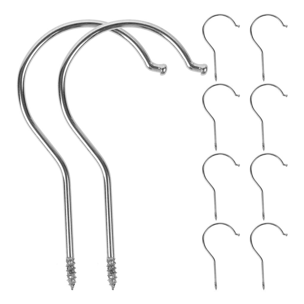 10Pcs Sturdy Cast Iron Screw Hooks Rust-Resistant Plated DIY Hanger Hooks for Walls Wood Plasterboard PVC Home Living Room
