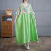 Cotton and Linen Summer Patchwork Retro Style Dress Long Skirt