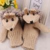 Cozy Women Girls Warm Cartoon Hedgehog Gloves Soft Knitted Winter Mittens