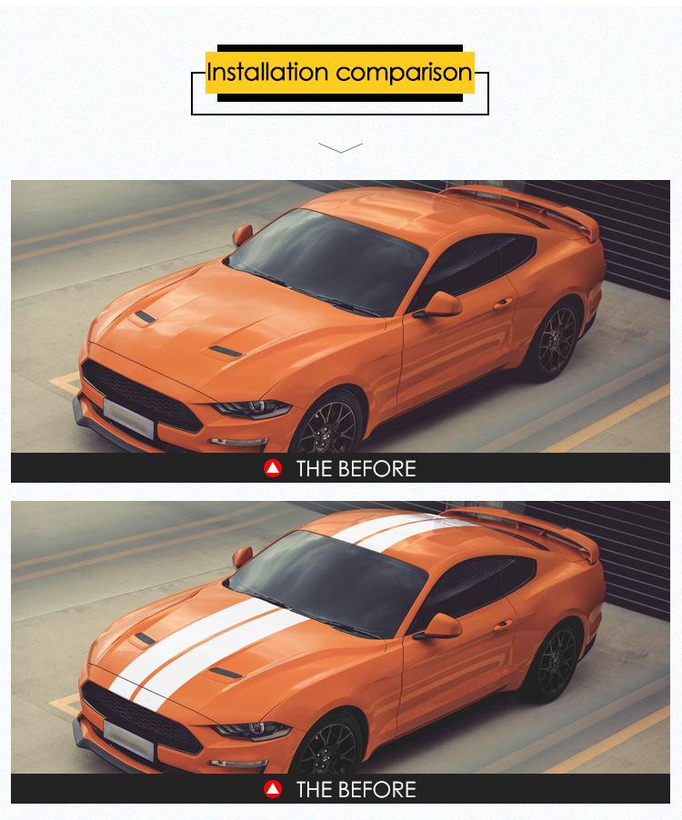 Ford Mustang Motorhaubenstreifen Aufkleber - GT Parallellinien Aufkleber zur Autodekoration