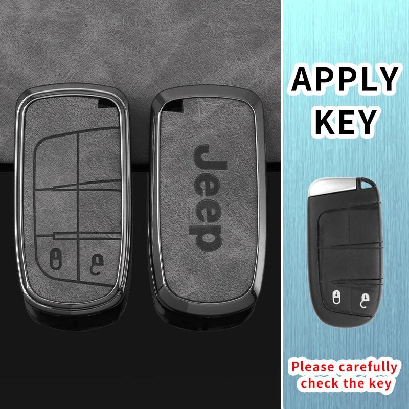 Für Jeep Zinklegierung Leder Auto Schlüsselhülle Abdeckung Schale Für Jeep Renegade Wrangler Patriot Grand Cherokee WK2 KL Compass Liberty