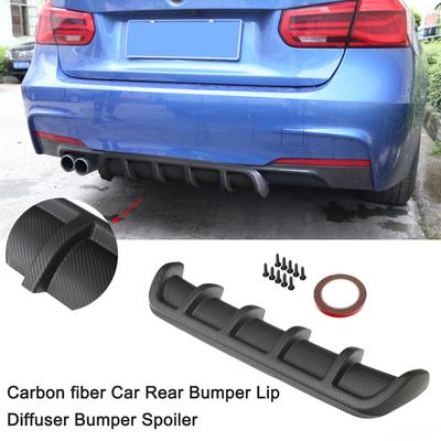 Universal Carbon Fiber Car Rear Bumper Lip Diffuser 6 Fin Shark Fin Style Car Back Bumper Spoiler