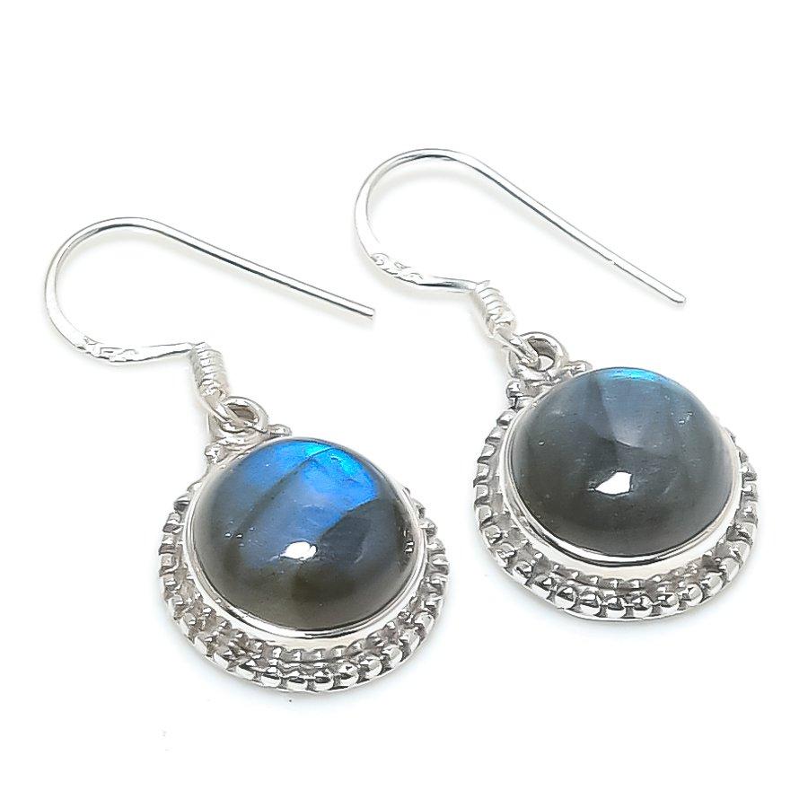 

Natural Labradorite Gemstone 925 Solid Sterling Silver Gift Earring 1.25 l7Y39