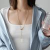 Long Necklace For Women Gold Plated Stainless Steel Chain Jewelry Hypoallergenic Delicate Daily Party Statement Pendant