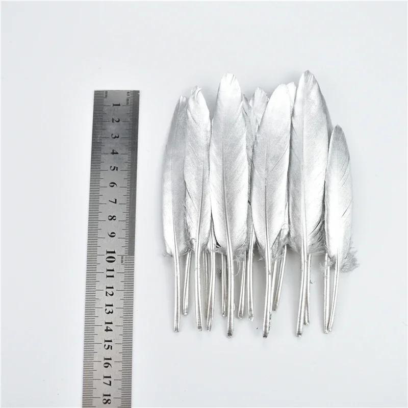 Gold Silver Goose Feathers For Crafts Duck Turkey Feather Decor Hats Jewelry Handicrafts Manmade Decorations Wedding Accessories