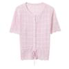 Women's Hollow-out Short Sleeve Round Neck Knit Top