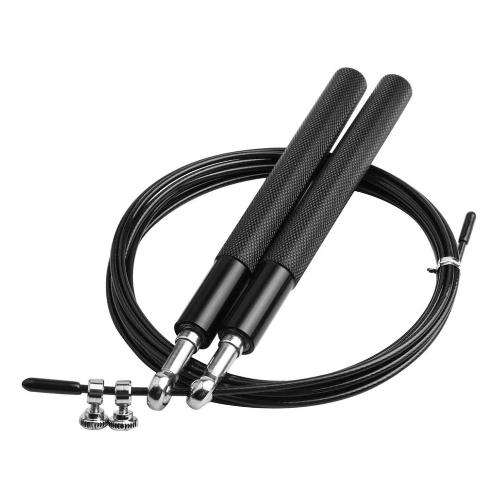 Jump Rope Aluminum Handle Steel Wire Skipping Workout Training Tool for Home Gym Black