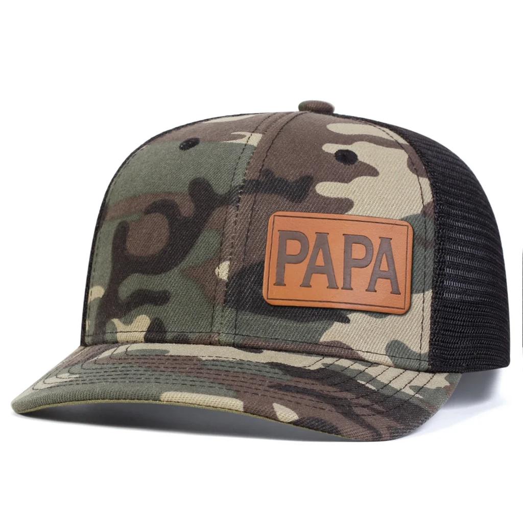 Net Baseball Label Leather Papa Brown Neutral Gender Women  Men For Caps Spring Summer Outdoor Sunscreen Hat Adjustable Casual Trucker Hats
