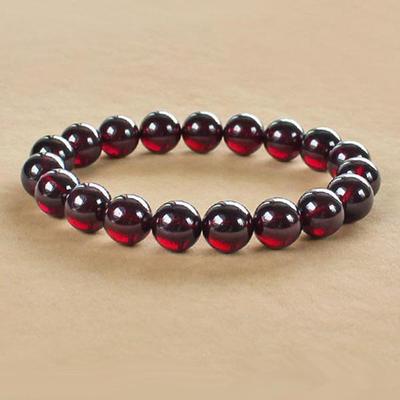 8mm Imitation Agate Red Glass Bracelet - Wine Red, Transparent, Small Gift