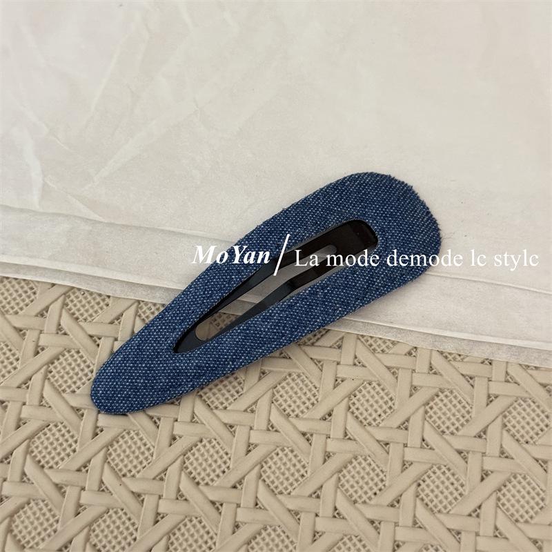 Korean Style Denim Heart & Star Hair Clips - Retro & Versatile Design