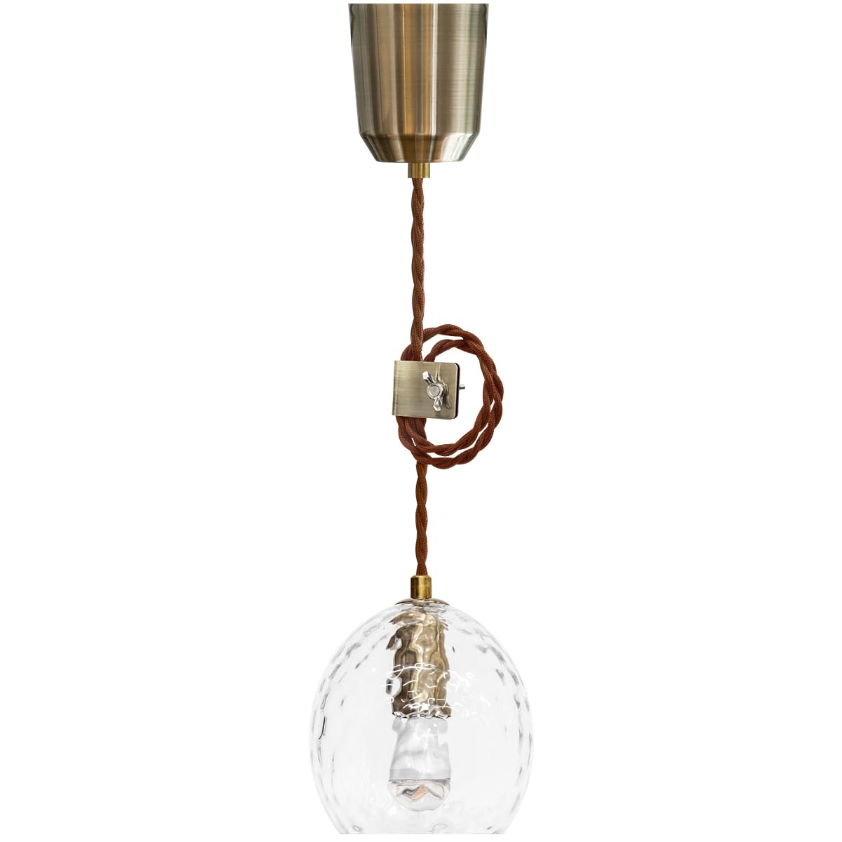 

Pendant Light with Cord Adjuster Stylish glass shade that looks beautiful even when switched twisted LED bulb wide beam warm white E17 Nordic living