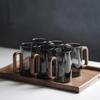 High Borosilicate Household Glass High-temperature Resistant Water Cup Smoke Gray Walnut Tea Cup with Handle