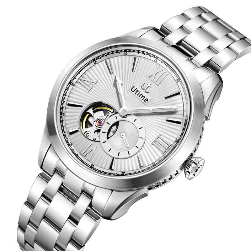 Utime High-End Mechanical Watch Men'S Fully Automatic Mechanical Watch Fashion Trend Solid Steel Strap Waterproof Watch