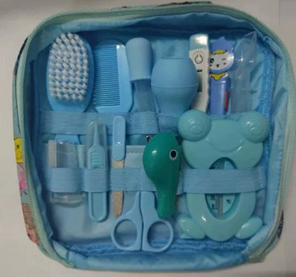 13-Piece Baby Care Set: Cloth Bag, Nasal Aspirator, Nail Clipper, Cartoon Design, Daily Cleaning Essentials