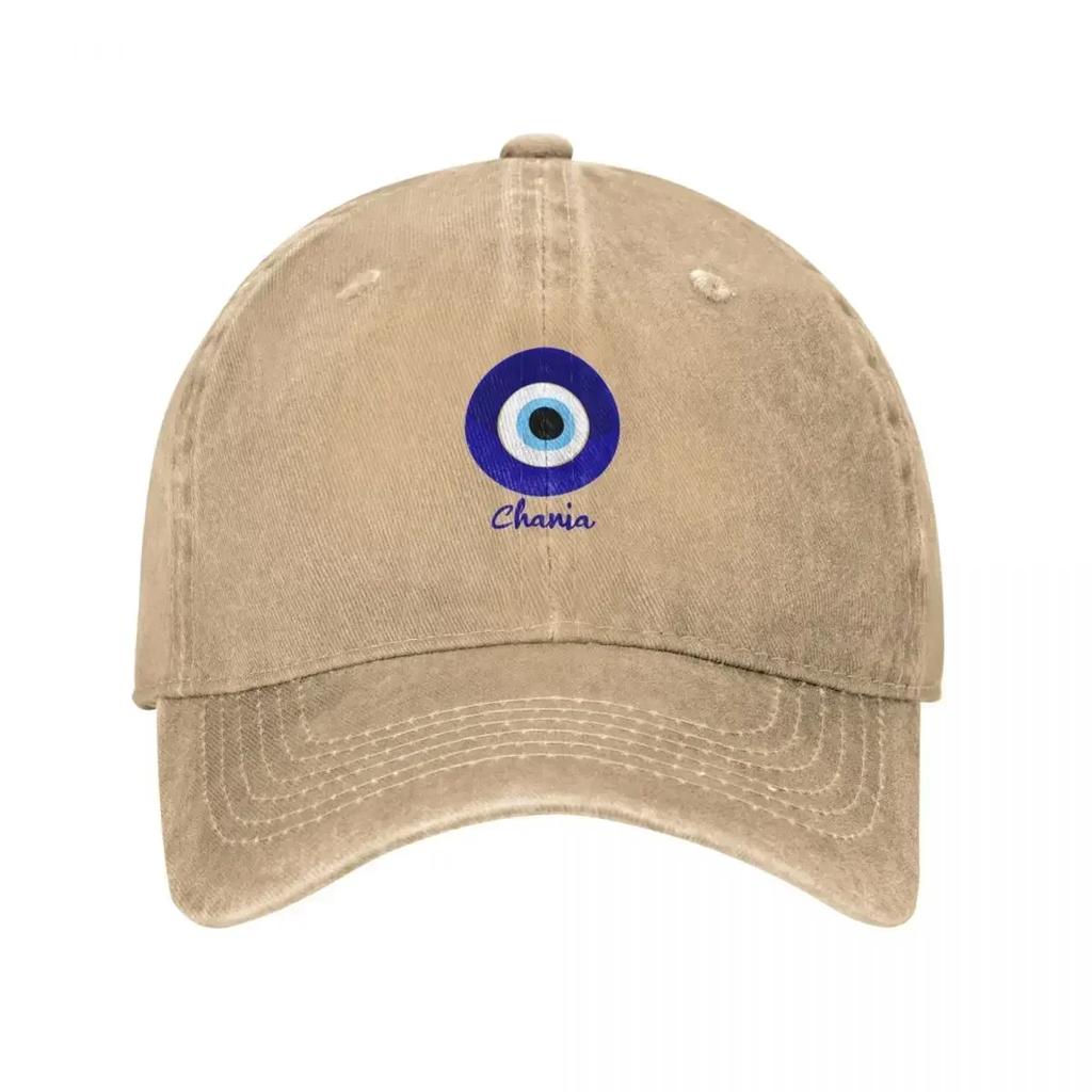 CHANIA - GREECE, EVIL EYE, Mati blue white. Baseball Cap derby hat golf hat genuine Hat Baseball Cap For Women Men's