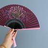 Bambusrahmen Faltbarer Handfächer Pfingstrosenblüten Tanzfächer Sanftes Design Retro Handfächer Geschenkidee