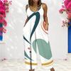 Damen Spaghettiträger Jumpsuit Moderner Abstraktes Herz Punkt Streifen Print Weite Hosen Mit Taschen