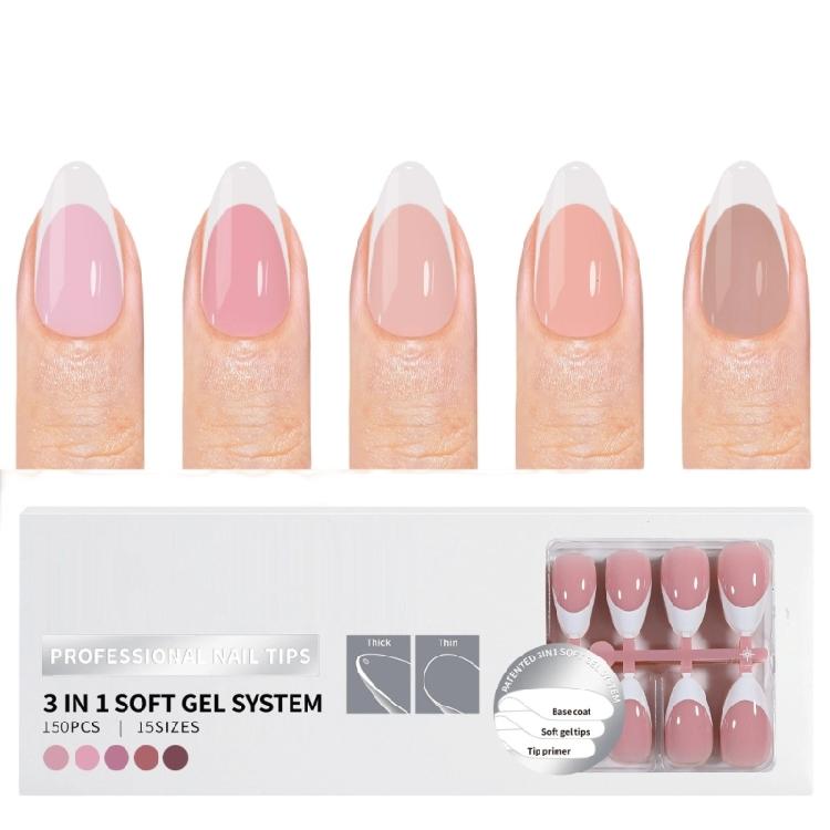 150 Pieces French Manicure Press On Nail with Pre Coated Base Easy To Apply False Nail T for Creating Stylish Nail Art