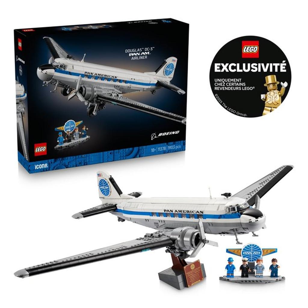 LEGO Icons 11378 - Exclu Cdiscount - Avion de Ligne Douglas DC-3 de la PAN AM - Set Adulte - Maquette Rétro