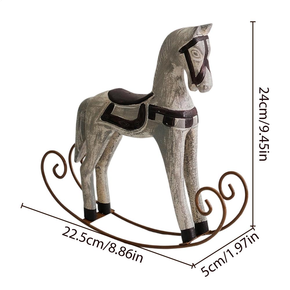 NordicStyle Wooden Rocking Horse Ornaments Retro Rocking Horse Sculpture Auspicious Figurine Rocking Horse Desk Crafts серый
