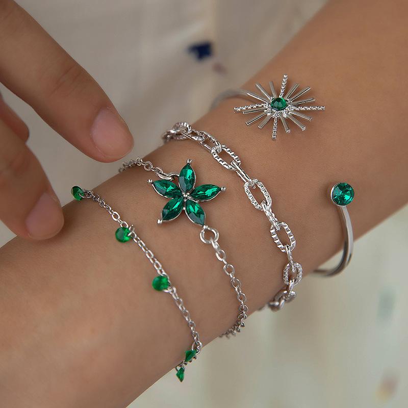 Premium Jewelry, Colored Flower Diamond Four-layer Bracelet, Leaf Sunflower Bracelet Wholesale